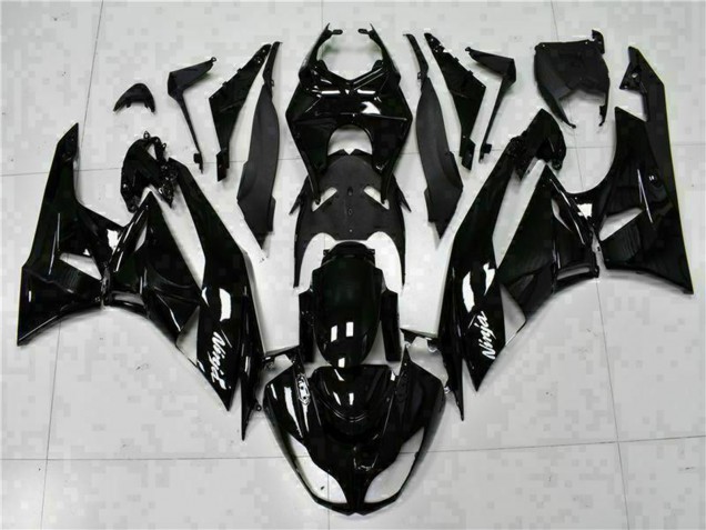 Rabatt Kawasaki ZX6R Motorrad Verkleidung 2009-2012 - Glanzendes Schwarz Weiss Ninja