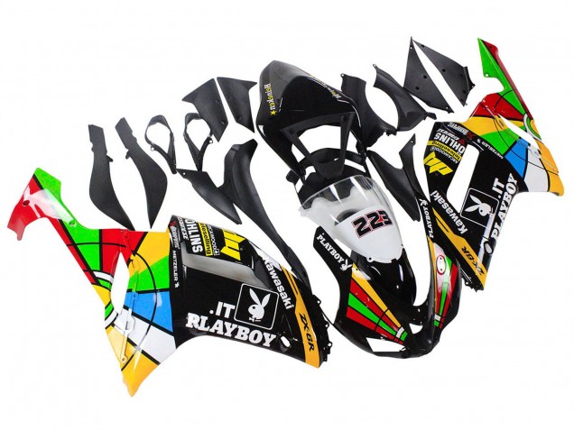 Rabatt Kawasaki ZX6R Motorrad Verkleidung 2007-2008 - Bunt Playboy 223