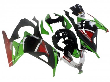 Rabatt Kawasaki EX300 Motorrad Verkleidung 2013-2024 - Grun Weiss Rot Schwarz Elf