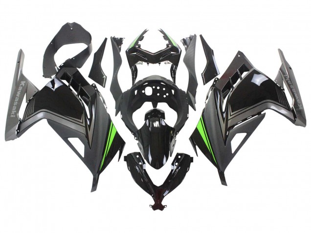 Rabatt Kawasaki EX300 Motorrad Verkleidung 2013-2017 - Glanzendes Schwarz Matt Schwarz Grun