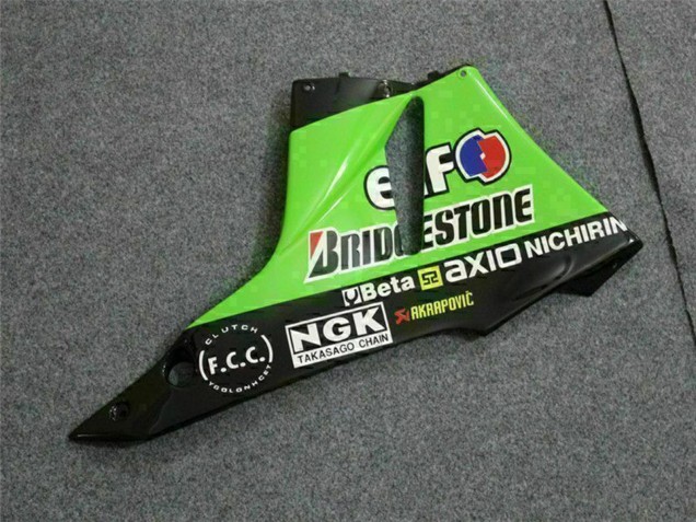 Rabatt Kawasaki ZX6R Motorrad Verkleidung 2009-2012 - Grun Glanzendes Schwarz Elf Touch4 Bridgestone