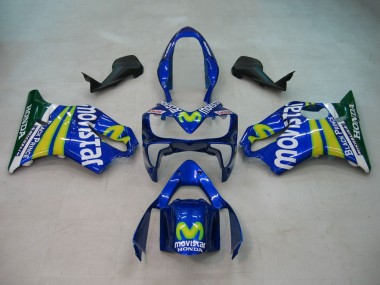 Rabatt Honda CBR600 F4i Motorrad Verkleidung 2004-2007 - Blau Gelb Grun MoviStar