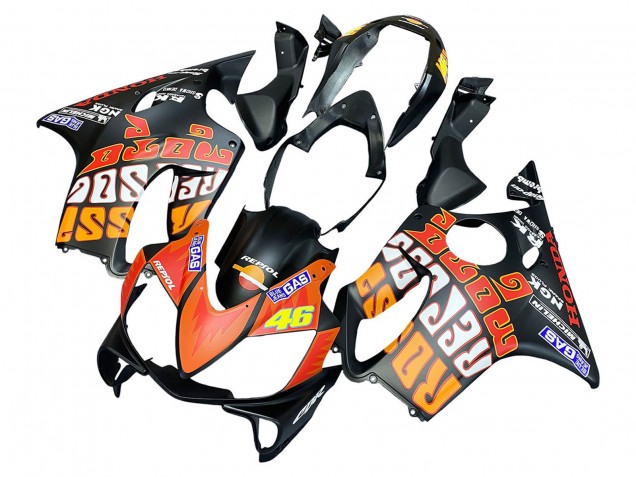 Rabatt Honda CBR600 F4i Motorrad Verkleidung 2004-2007 - Matt Schwarz Orange Rossi