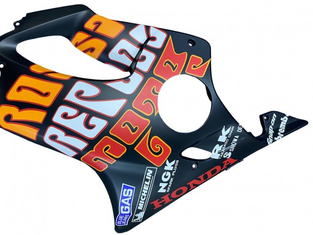 Rabatt Honda CBR600 F4i Motorrad Verkleidung 2004-2007 - Matt Schwarz Orange Rossi