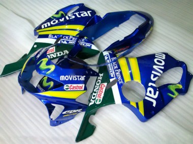 Rabatt Honda CBR600 F4 Motorrad Verkleidung 1999-2000 - Blau Gelb Grun MoviStar Castrol