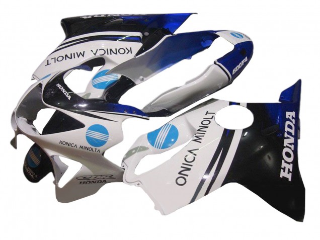 Rabatt Honda CBR600 F4 Motorrad Verkleidung 1999-2000 - Weiss Blau Glanzendes Schwarz Konica Minolta