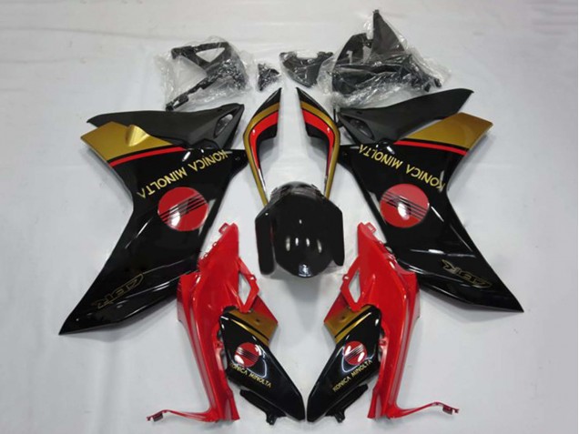 Rabatt Honda CBR600F Motorrad Verkleidung 2011-2013 - Rot Gold Glanzendes Schwarz Konica Minolta