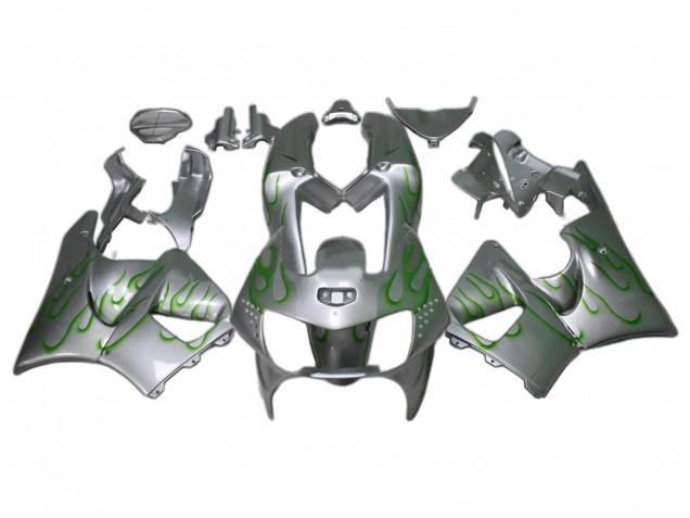 Rabatt Honda CBR900RR 919 Motorrad Verkleidung 1998-1999 - Silber Grun Flamme