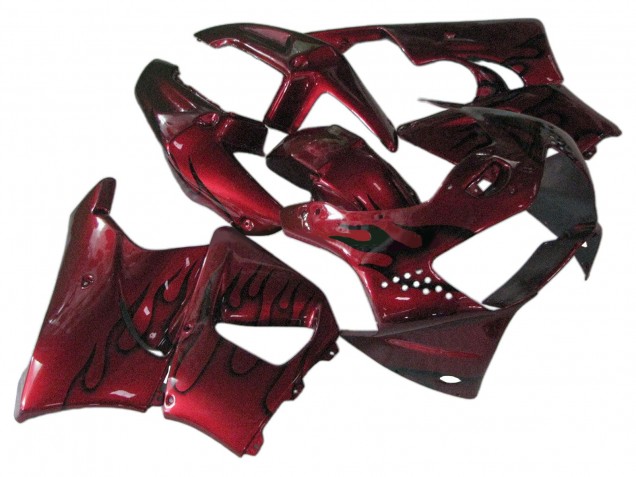 Rabatt Honda CBR900RR 919 Motorrad Verkleidung 1998-1999 - Dunkel Rot mit Schwarz Flamme