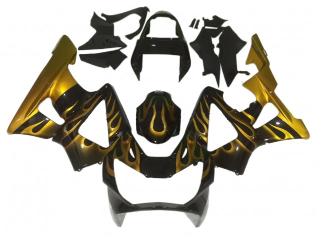 Rabatt Honda CBR900RR 929 Motorrad Verkleidung 2000-2001 - Glanzendes Schwarz Gold Flamme
