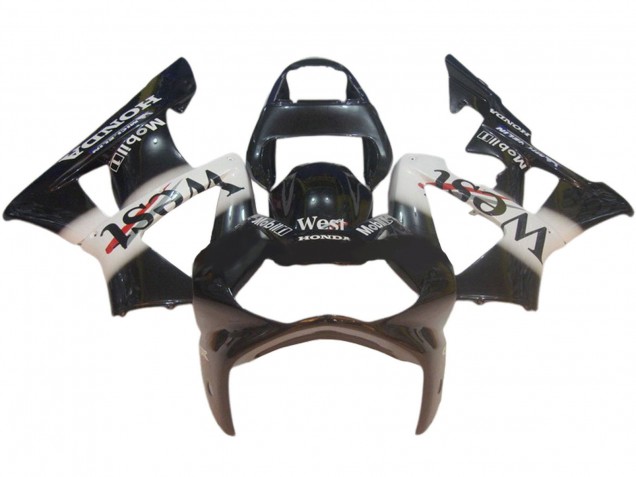 Rabatt Honda CBR900RR 929 Motorrad Verkleidung 2000-2001 - Glanzendes Schwarz Weiss West