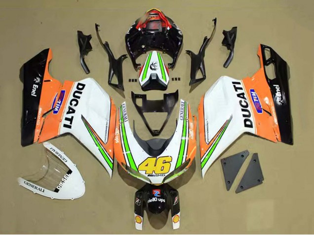 Rabatt Ducati 848/1098/1198 Motorrad Verkleidung 2007-2014 - Weiss Orange Grun Glanzendes Schwarz Tim 46