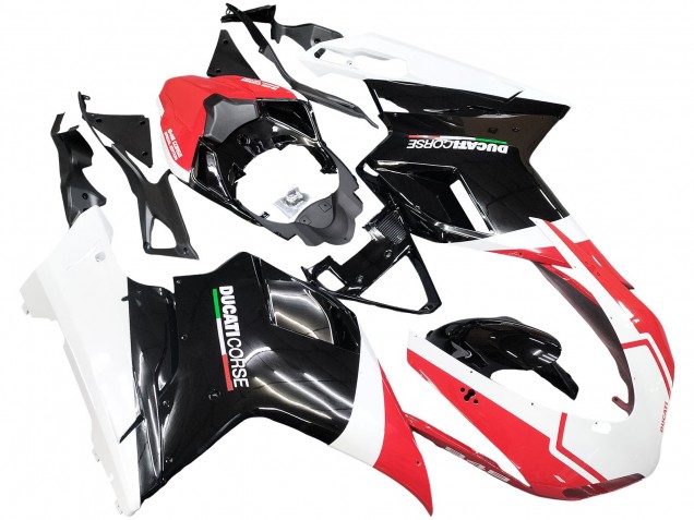 Rabatt Ducati 848/1098/1198 Motorrad Verkleidung 2007-2014 - Weiss Rot Glanzendes Schwarz