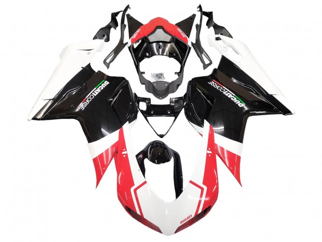 Rabatt Ducati 848/1098/1198 Motorrad Verkleidung 2007-2014 - Weiss Rot Glanzendes Schwarz