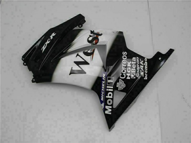 Rabatt Kawasaki EX250 Motorrad Verkleidung 2008-2012 - Glanzendes Schwarz Weiss West