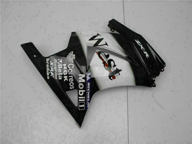 Rabatt Kawasaki EX250 Motorrad Verkleidung 2008-2012 - Glanzendes Schwarz Weiss West