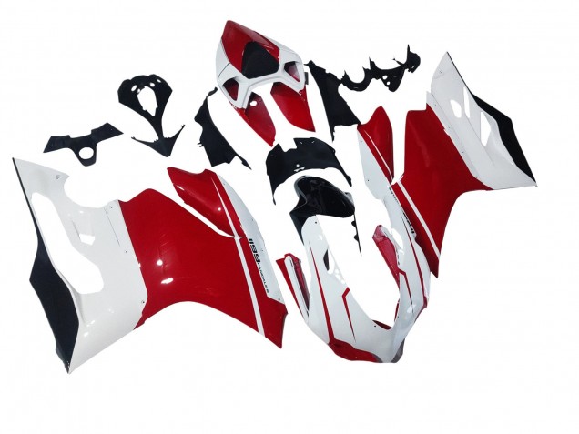 Rabatt Ducati 1199 Motorrad Verkleidung 2011-2014 - Weiss Rot Glanzendes Schwarz