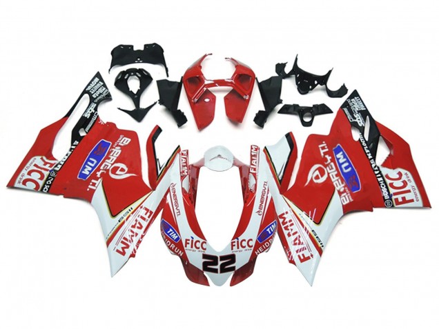 Rabatt Ducati 1199 Motorrad Verkleidung 2011-2014 - Weiss Rot Glanzendes Schwarz Fiamm Ficc 22