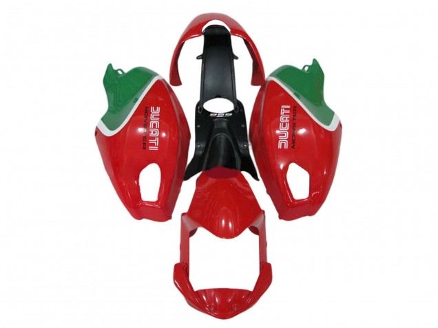 Rabatt Ducati Monster 696 796 1100 1100S Motorrad Verkleidung 2008-2012 - Rot Weiss Grun