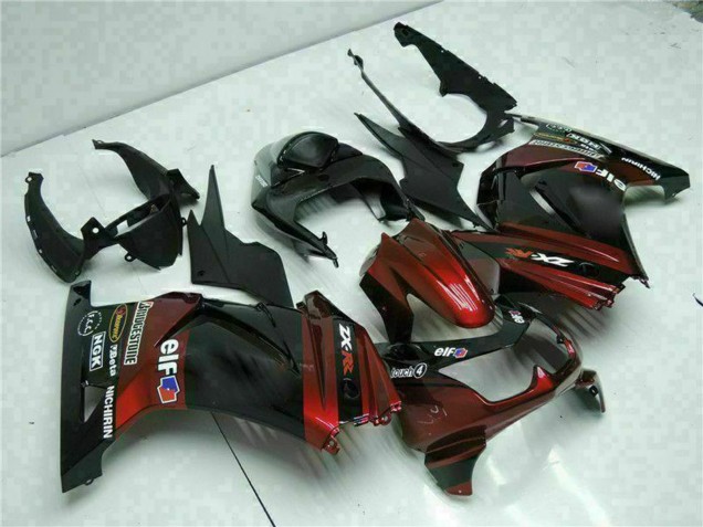 Rabatt Kawasaki EX250 Motorrad Verkleidung 2008-2012 - Glanzendes Schwarz Kastanienbraun Rot