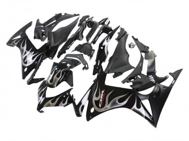 Rabatt Honda CBR500R Motorrad Verkleidung 2013-2015 - Glanzendes Schwarz Silber Flamme