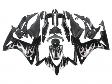 Rabatt Honda CBR500R Motorrad Verkleidung 2013-2015 - Glanzendes Schwarz Silber Flamme
