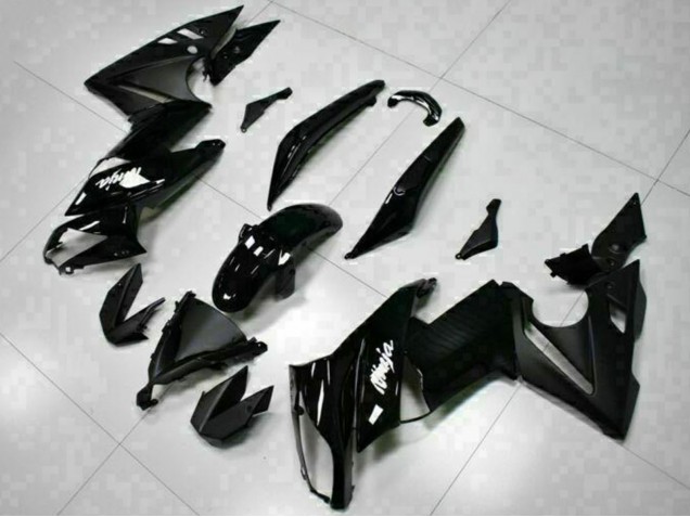 Rabatt Kawasaki EX650 Motorrad Verkleidung 2009-2011 - Glanzendes Schwarz Weiss Aufkleber