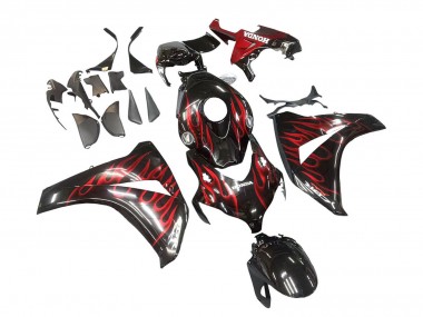 Rabatt Honda CBR1000RR Motorrad Verkleidung 2008-2011 - Glanzendes Schwarz Rot Flamme