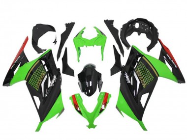 Rabatt Kawasaki Ninja 300 EX300R Motorrad Verkleidung 2013-2024 - Grun Rot Schwarz Bienenwabe