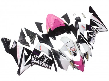 Rabatt Kawasaki ZX10R Motorrad Verkleidung 2004-2005 - Schwarz Rosa Weiss Playboy Motul