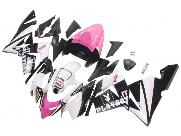 Rabatt Kawasaki ZX10R Motorrad Verkleidung 2004-2005 - Schwarz Rosa Weiss Playboy Motul