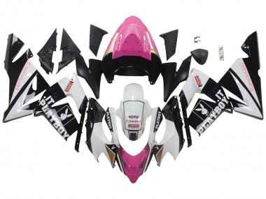 Rabatt Kawasaki ZX10R Motorrad Verkleidung 2004-2005 - Schwarz Rosa Weiss Playboy Motul
