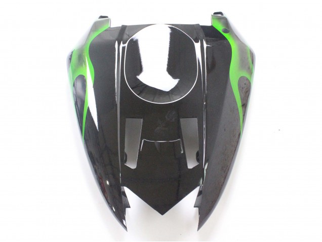 Rabatt Kawasaki ZX10R Motorrad Verkleidung 2004-2005 - Schwarz mit Gruner Flamme Ninja