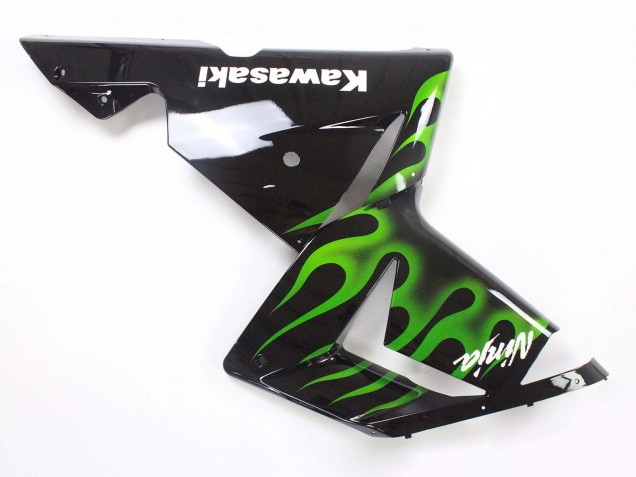 Rabatt Kawasaki ZX10R Motorrad Verkleidung 2004-2005 - Schwarz mit Gruner Flamme Ninja