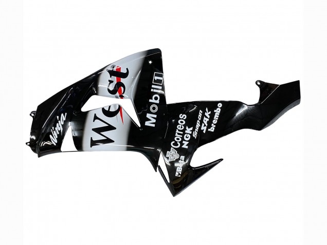 Rabatt Kawasaki ZX10R Motorrad Verkleidung 2006-2007 - Glanzendes Schwarz Weiss West