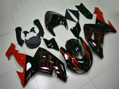 Rabatt Kawasaki ZX10R Motorrad Verkleidung 2006-2007 - Glanzendes Schwarz Rot