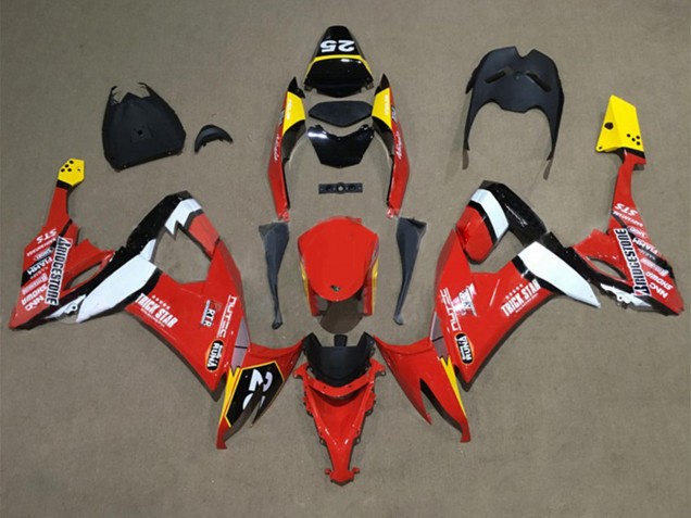 Rabatt Kawasaki ZX10R Motorrad Verkleidung 2008-2010 - Rot Gelb Weiss Schwarz