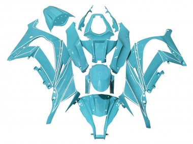 Rabatt Kawasaki ZX10R Motorrad Verkleidung 2008-2010 - Hellblau Weiss Linie