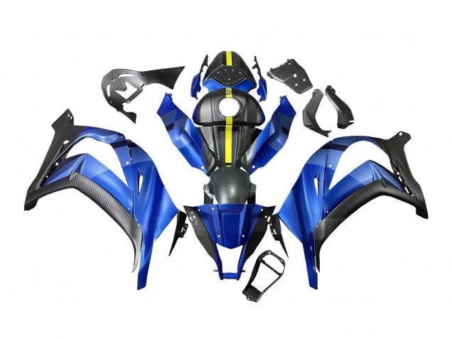 Rabatt Kawasaki ZX10R Motorrad Verkleidung 2008-2010 - Blau Gelb Matt Schwarz