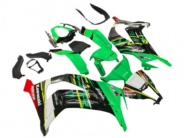 Rabatt Kawasaki ZX10R Motorrad Verkleidung 2011-2015 - Grun Gelb Schwarz Weiss Elf Monster