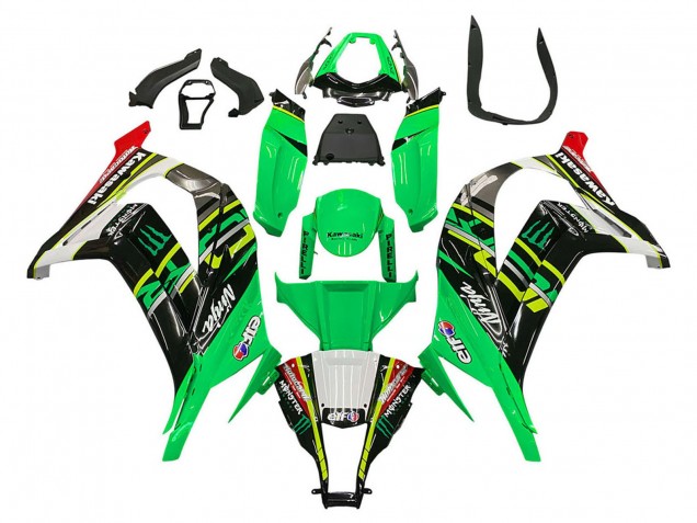 Rabatt Kawasaki ZX10R Motorrad Verkleidung 2011-2015 - Grun Gelb Schwarz Weiss Elf Monster