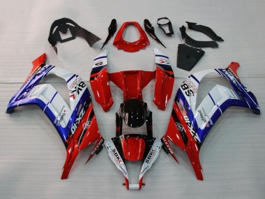 Rabatt Kawasaki ZX10R Motorrad Verkleidung 2011-2015 - Weiss Blau Rot Schwarz SBK Maxxis