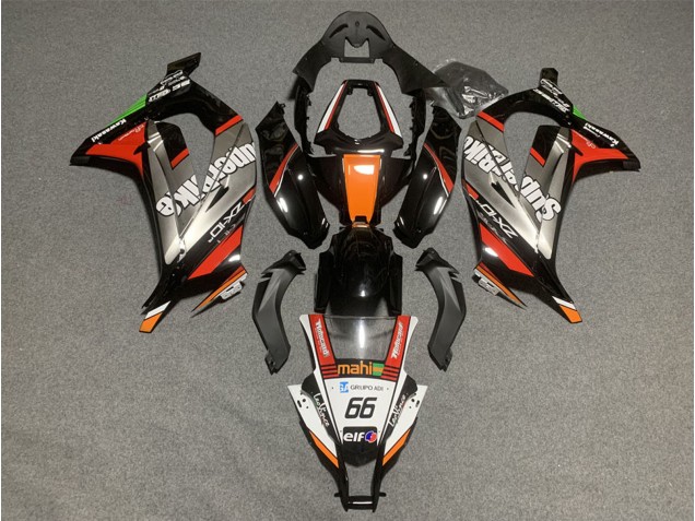 Rabatt Kawasaki ZX10R Motorrad Verkleidung 2011-2015 - Weiss Orange Schwarz Mahi Elf 66 Superbike