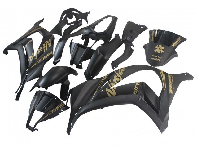 Rabatt Kawasaki ZX10R Motorrad Verkleidung 2011-2015 - Matt Schwarz Gold Schnee Elf