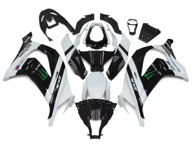 Rabatt Kawasaki ZX10R Motorrad Verkleidung 2011-2015 - Weiss Glanzendes Schwarz Grun Monster