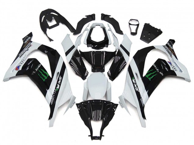 Rabatt Kawasaki ZX10R Motorrad Verkleidung 2011-2015 - Weiss Glanzendes Schwarz Grun Monster