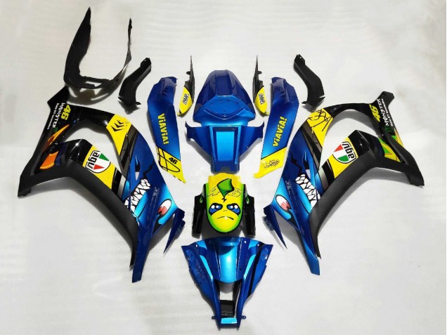 Rabatt Kawasaki ZX10R Motorrad Verkleidung 2011-2015 - Blau Gelb Schwarz Hai