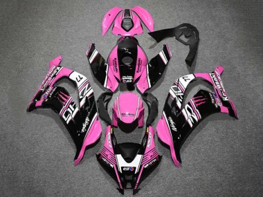 Rabatt Kawasaki ZX10R Motorrad Verkleidung 2016-2020 - Rosa Glanzendes Schwarz Weiss Elf Monster