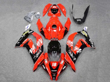 Rabatt Kawasaki ZX10R Motorrad Verkleidung 2016-2020 - Rot Glanzendes Schwarz Weiss Monster 18