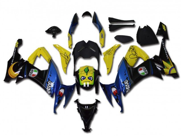 Rabatt Kawasaki ZX10R Motorrad Verkleidung 2008-2010 - Gelb Schwarz Blau Hai